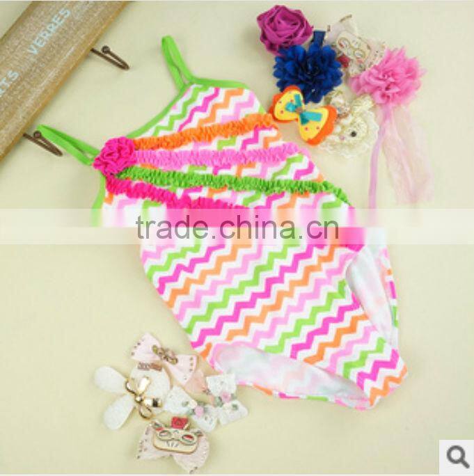 2016 In-stock Lovely Wholesale Boutique Summer Baby Girl Swimsuit Red Polka Dot Print Bikini Ruffles Swimwear With Cap