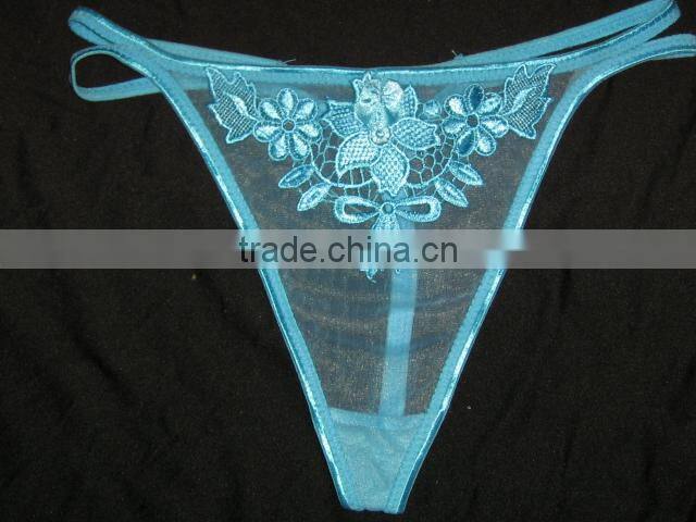 blue silk string/thong bikini