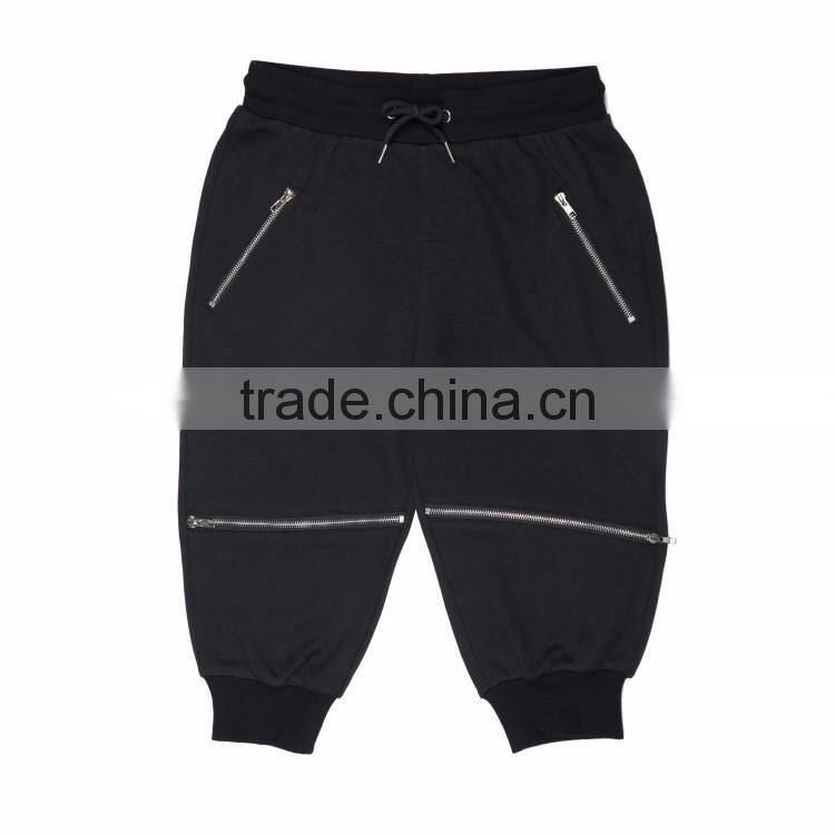 2016 hot sale high quality 4 zipper design 3/4 short pants european style fashion cheap half pants for men