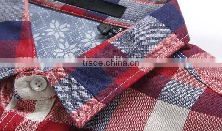 latest designs for summer plaid custom men shirt with cheap price oem