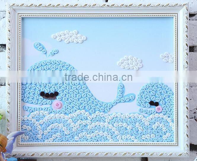 Children diy button picture handmade button stickers craft creative toys for kindergarten kids
