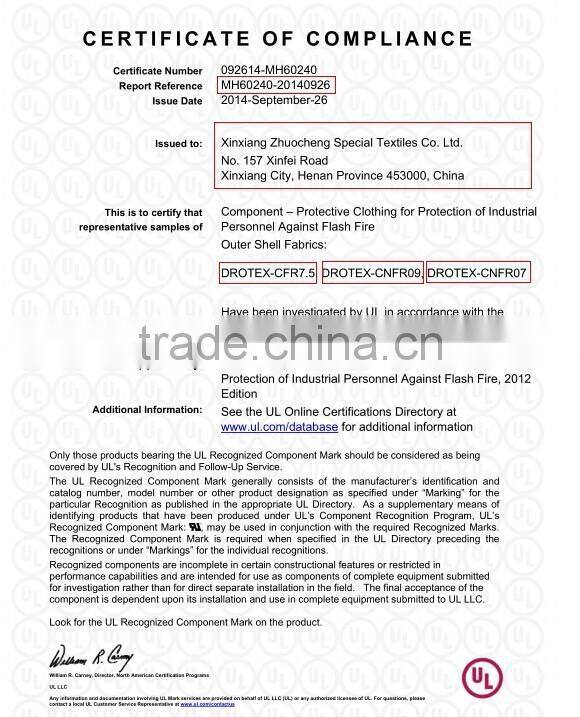 modacrylic fire resistant anti-static fabric for safety workers