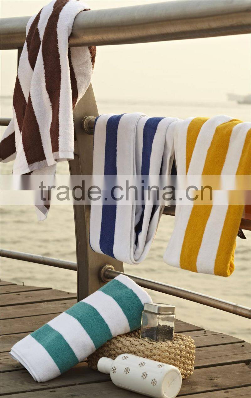 Hot Sell White And Blue Cotton Stripe Custom Beach Towel