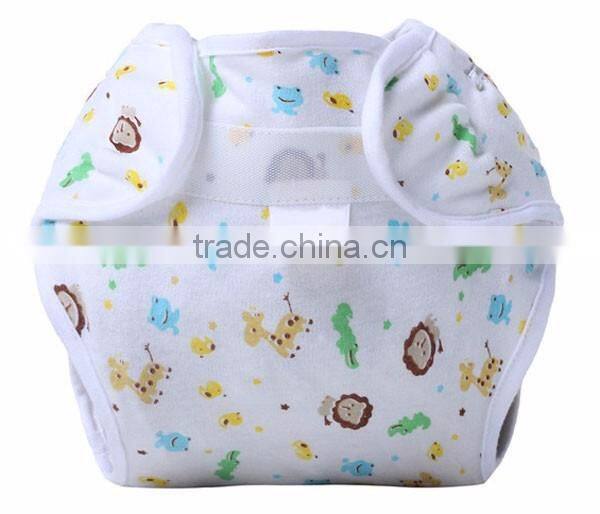 cute animal pattern printed 100% cotton reusable sleepy baby cloth diaper