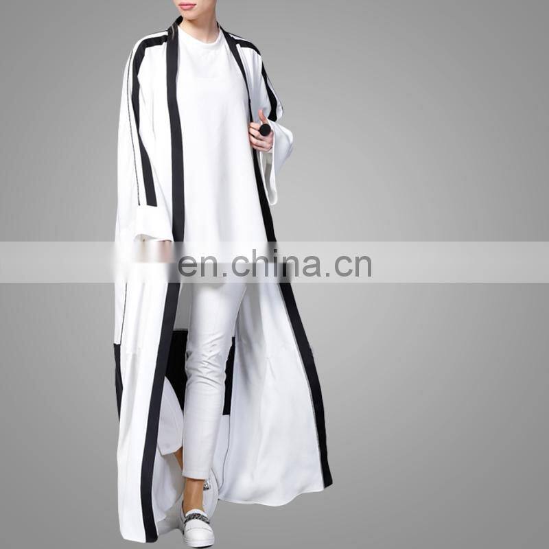 2017 New Design Women White Muslim Abaya Long Casual Ethnic Cardigans