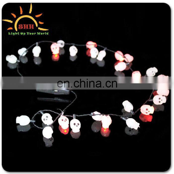Halloween items LED glowing light up skull necklace