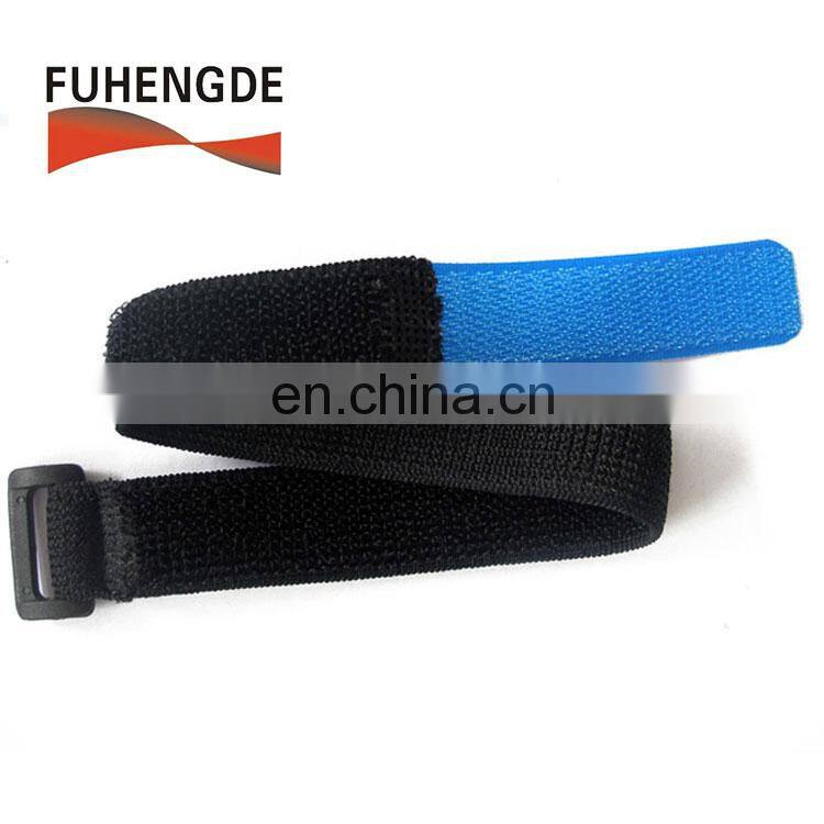 custom logo hook and loop elastic strap with plastic buckle