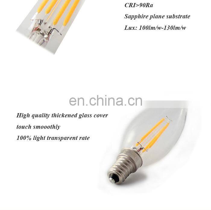 E12/E14 AC 110V 120V 60Hz Dimmable LED Edison Filament Candle Light Bulb 2W 4W 6W Replace 20w 40w 60W Incandescent Lamp Lighting