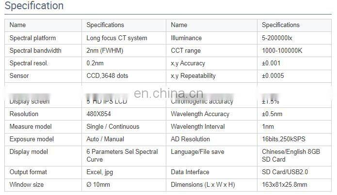 PN350C 380-780nm Hot selling Spectrometer Handheld Spectrometer Spectrum Radiometer