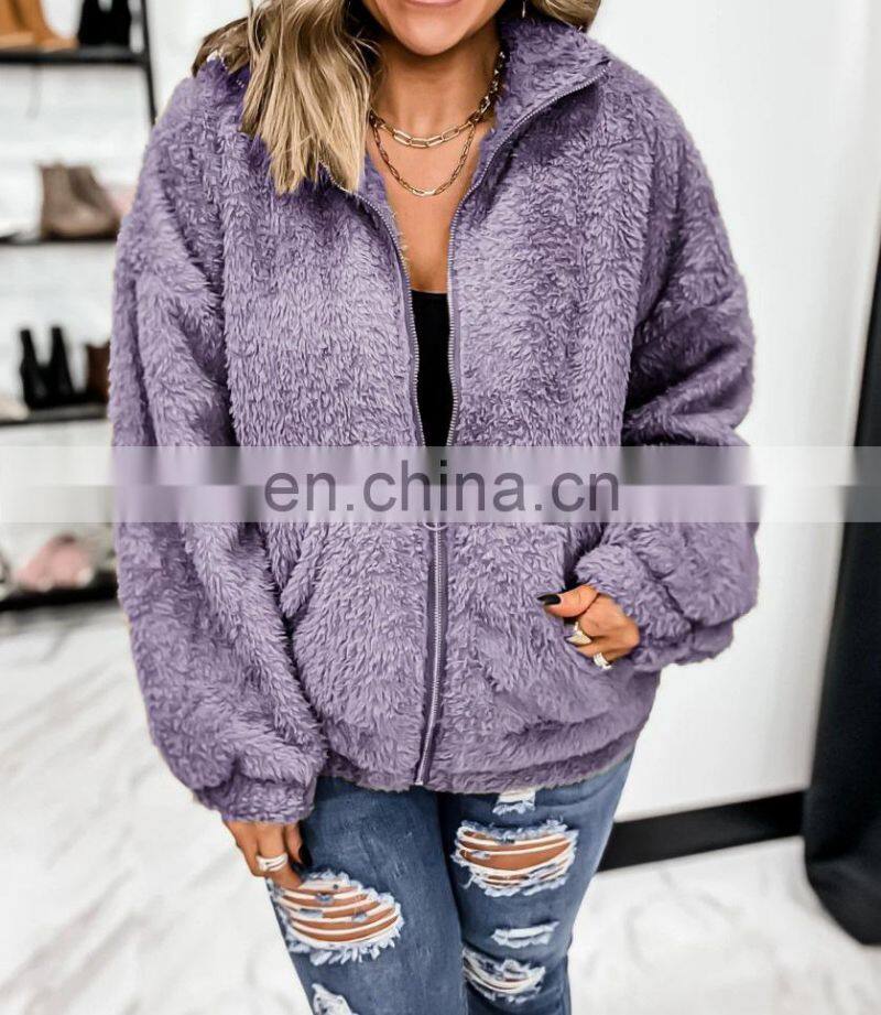 2021 European and American cross-border new women's fashion trend and comfortable wool cardigan jacket jacket