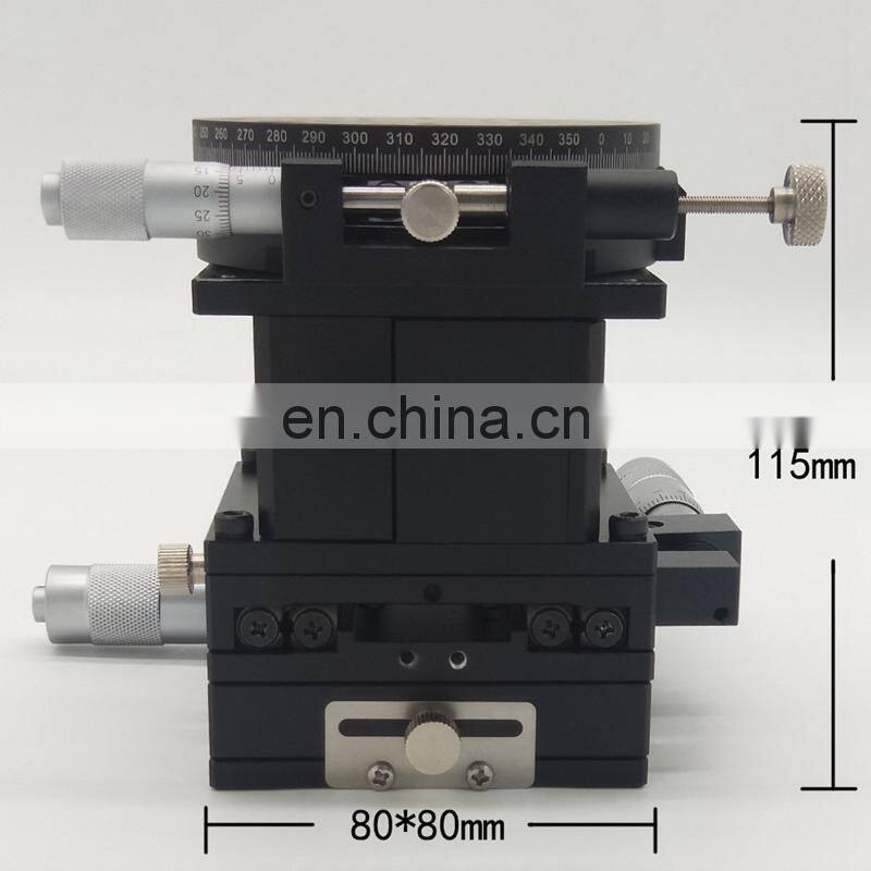 SEMXYZR-80 XYZR 4-Axis Micrometer Linear Stage 80x80mm Crossed Guide Rail Manual Linear Stage