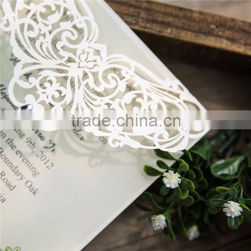 2016 Design Handmade Decoration Laser Cut White Birthday Greeting Card