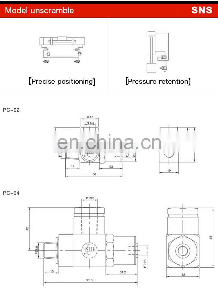 SNS air induction check valve pneumatic air control one way speed valve
