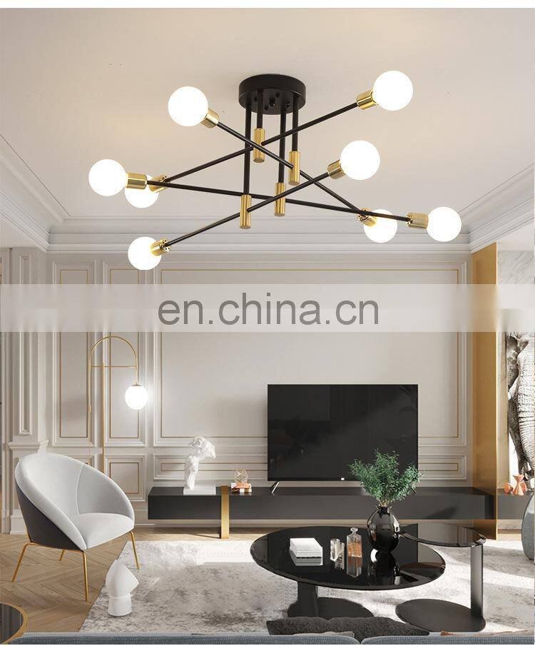 Mid Century Modern Multi-Lights Sputnik Ceiling Light fixture Semi Flush Mount Pendant Lighting Metal Vintage Metal Chandelier