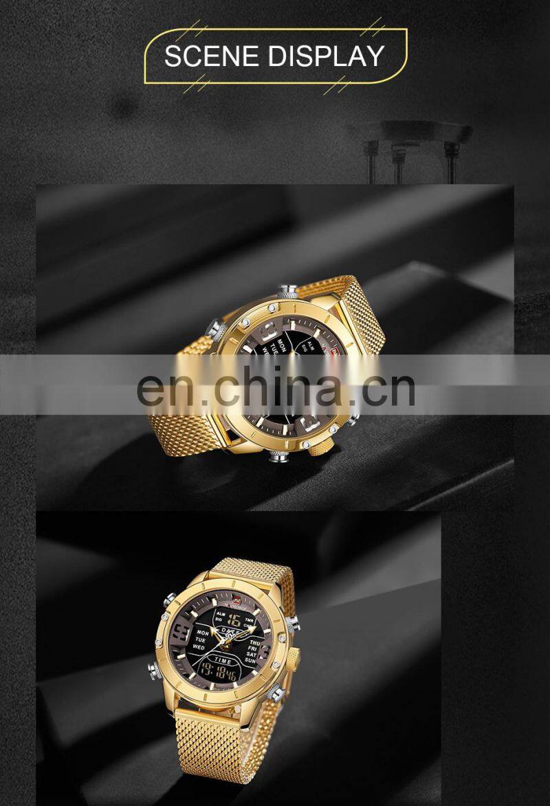 NAVIFORCE 9117 Luxury Quartz Movement Steel Watch Stainless Steel Week Display Luminous Wristwatches Wholesale Watches