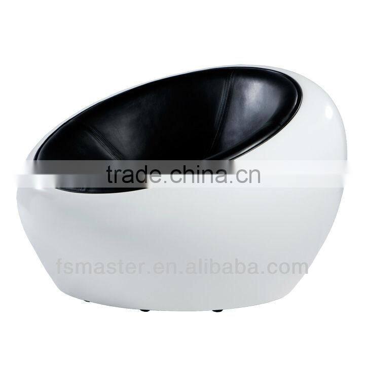 fiberglass fashion design hot designpu leather orange/black color modern fashion ball egg chair