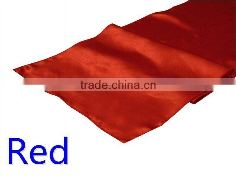 hot selling ployester satin table runner for wedding decoration, black color