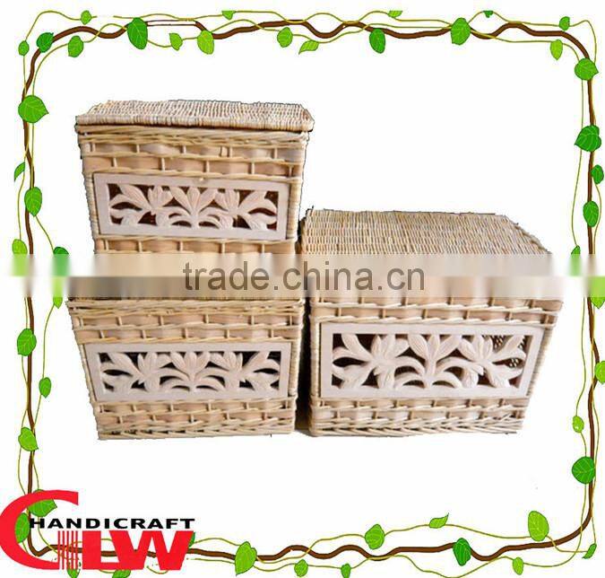 handmade paper basket,square storage basket,1 pc Iron frame & paper woodcarving basket