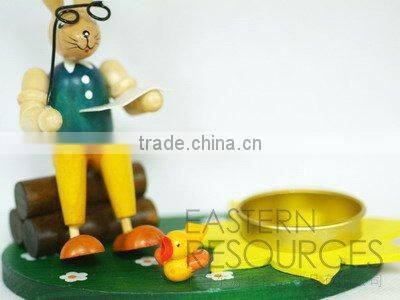 Easter Rabbit Tealight Holder - Wooden Easter Decoration