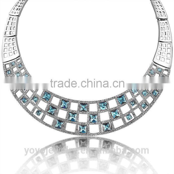 New model choker gold crystal latest design saudi gold jewelry necklace