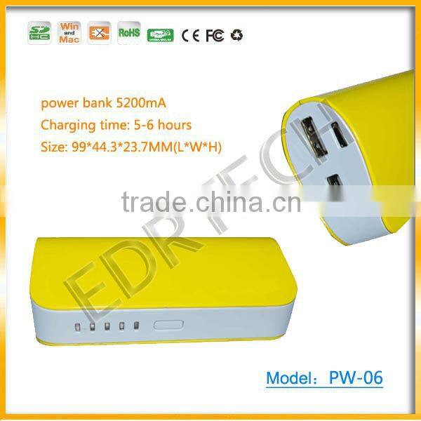 portable usb mobile powered bank 5200mA 5V/1A