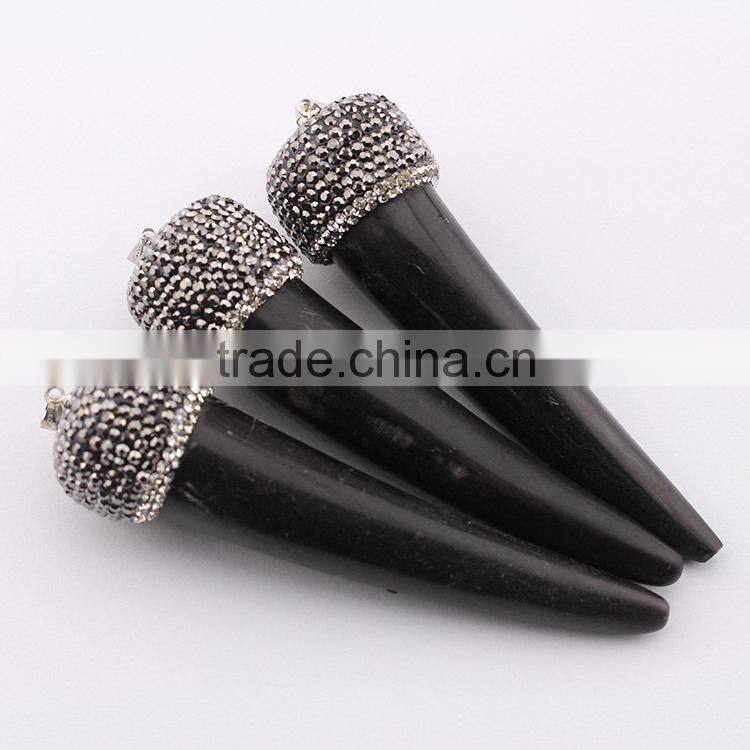 PC1612 Crystal pave agate arrowhead pendants,gemstone pave diamond arrow head pendants