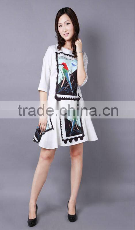 2014 NEW stamp sharped embroidered korean style lastest fashion dress(STOCK)
