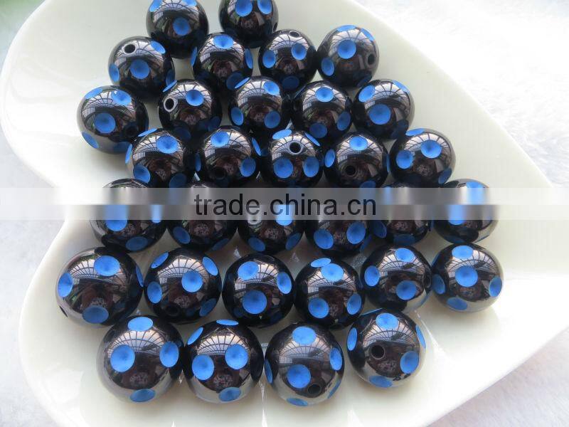 Jewelry 20mm Black with Lime Green Color beads HalloweenResin Polka Dot Beads for bulk bubblegum beads chunky necklace