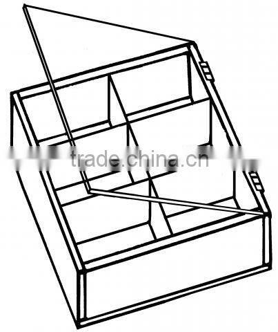 4 Compartments Sectional Square Acrylic Tray with Hinge Cover