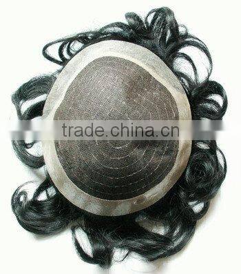 Top quality stock Indian human hair swiss lace base mens toupee