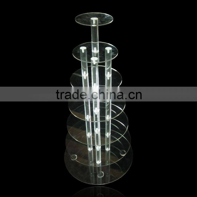 7 tiers round stabilized Acrylic cake display stand , factory direct sale acrylic cake display stand