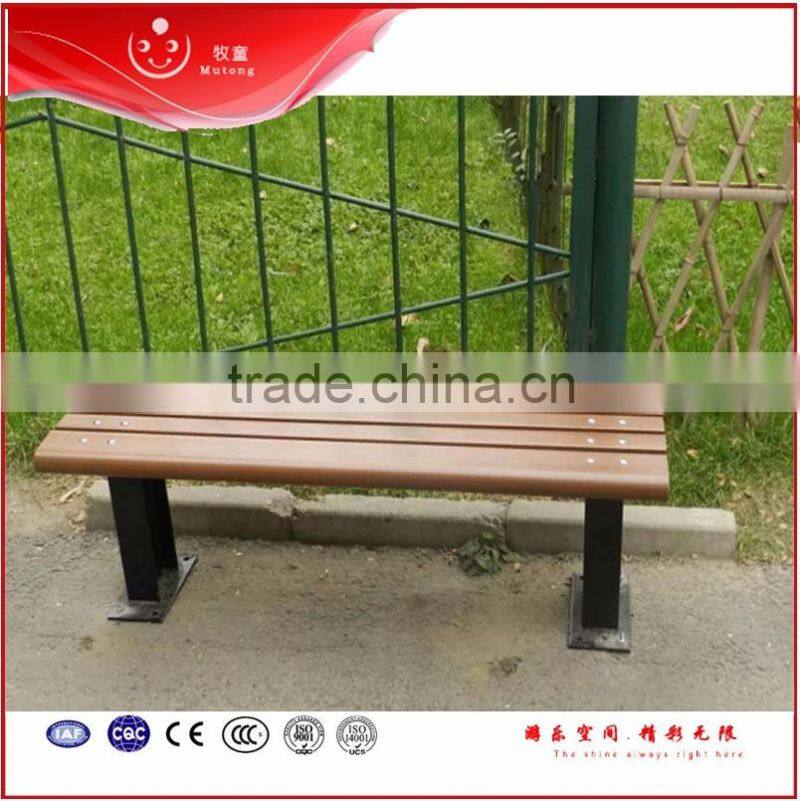 Customized park patio wood seat garden metal bench for residential garden leisure