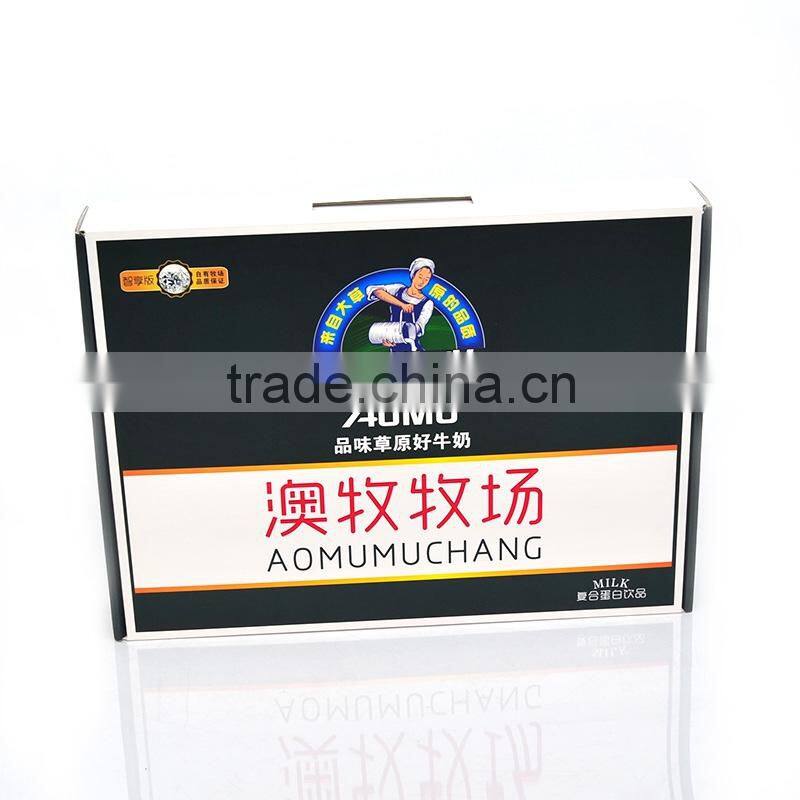 Recyclable feature and lamination handling custom cardboard box with logo and handle