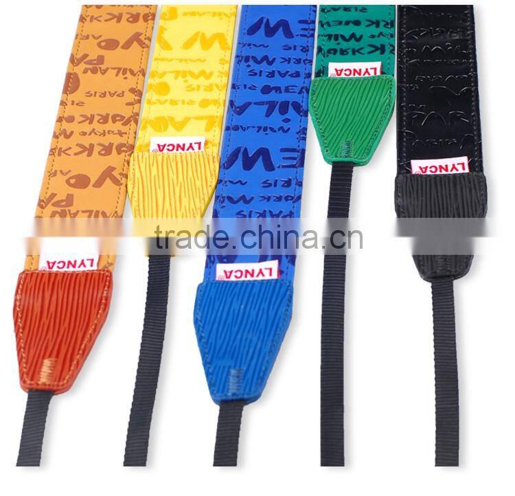 yellow Leather Camera Strap Shoulder Neck Russian Series For DSLR for Canon for Nikon Q-01