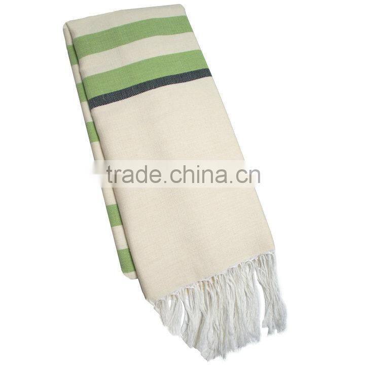 Best Selling 100% Cotton 70*180cm With Long Fringes Kikoy Fouta Towel 2014