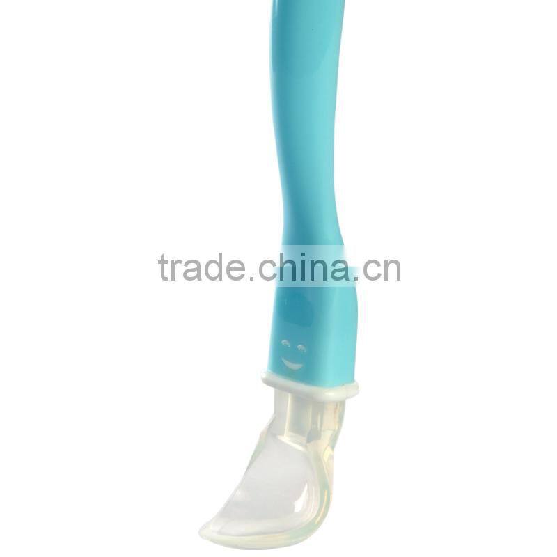 Babymatee 2015 Newest Top Quality Soft BPA free Baby Feeding Spoon/Silicone Kid Spoon with PP Handle
