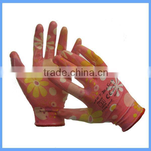 CE approved 13g nylon popular print gloves for General handing