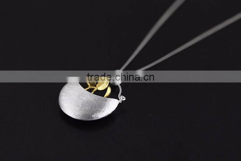 2016 Cute Plants 925 Sterling Silver Pendant for Women Silver Necklace Jewelry