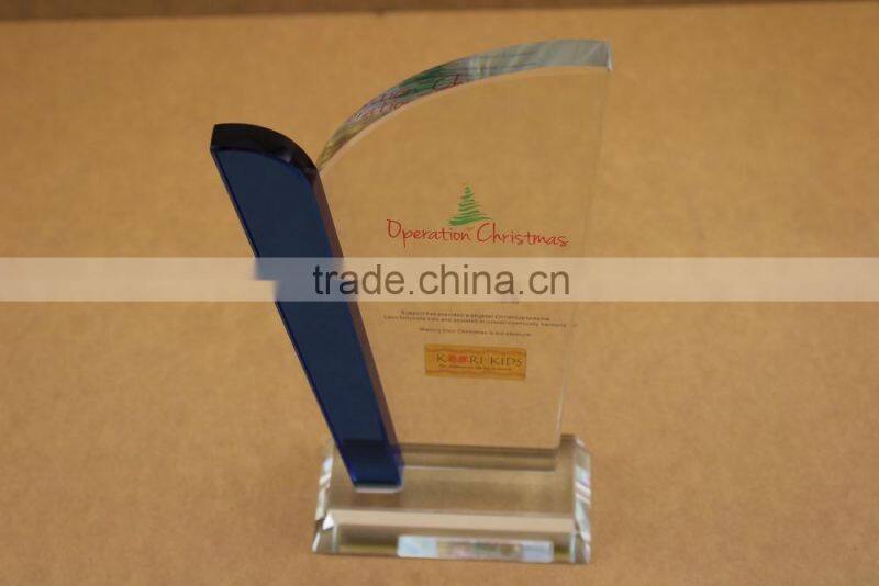 New fashion factory directly sale crystal blue trophy and award