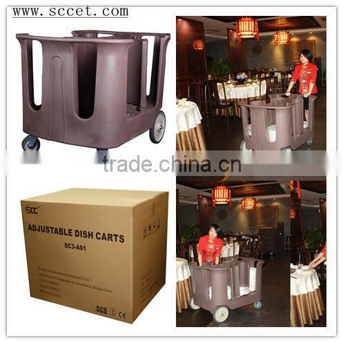 Roto molded adjustable dish cart dish trolly dish loader