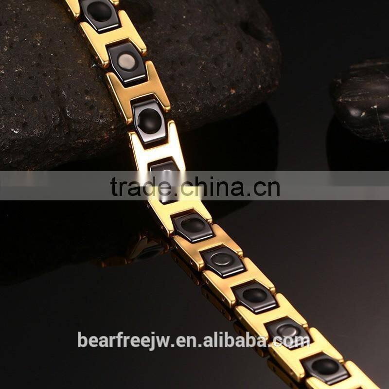 Men's Ceramic Stainless Steel Magnetic Therapy Power Bracelet Magnets Germanium Health Wristband