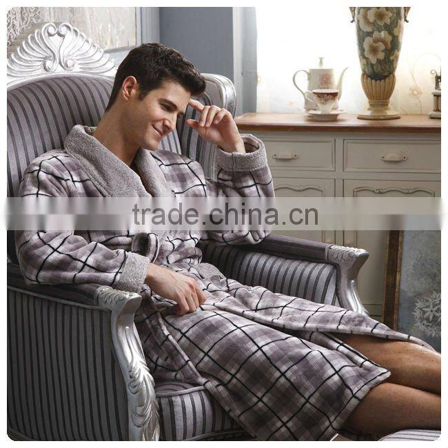 Men's super soft thermal coral fleece bathrobe
