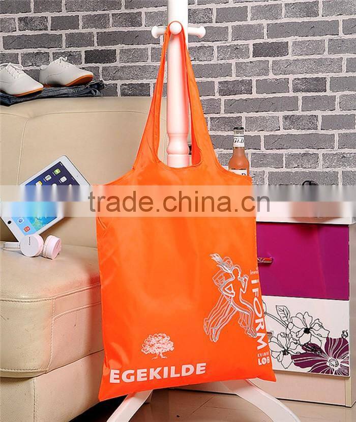 Cheap recycled polyester foldable shopping bag with custom printing