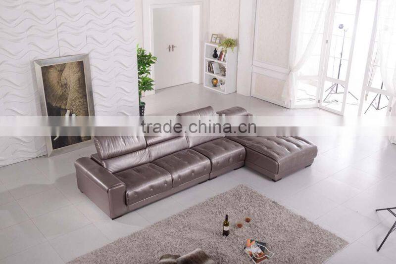 modern livingroom furniture leather sofa with adjustable headrests A350