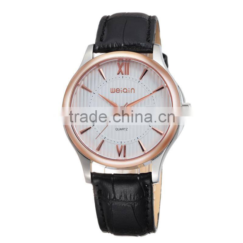 Classic design men's stainless steel leather watches
