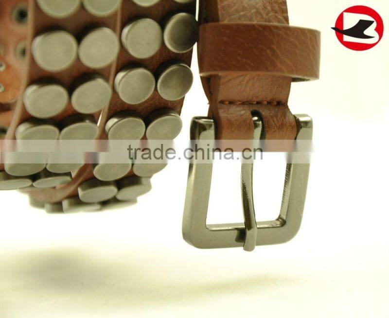 2016 New Fashion Women Brown Studded Leather Belt