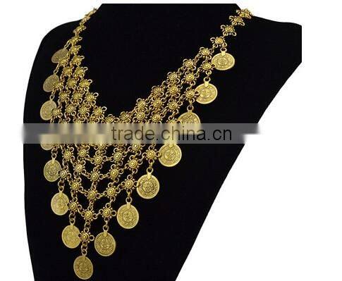 New Gypsy Boho Ethnic Silver Plated Alloy Coin Tassel Charm Necklace