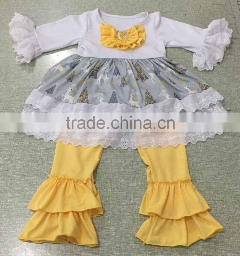 2015 new hot yiwu koya garment factory wholesale girls boutique fall children outfits adorable mustard pie remake girls outfit