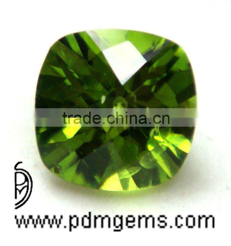 Peridot Cushion Checkerboard Briolette For Jewellery From Wholesaler