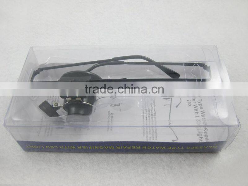 High quality Optical lens 2 LED Glasses Magnifier wholesale for repairing ,working,reading